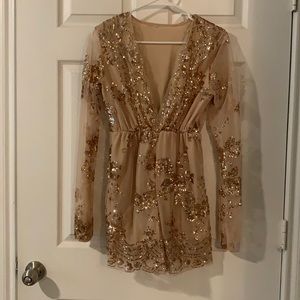 Cream sequin romper